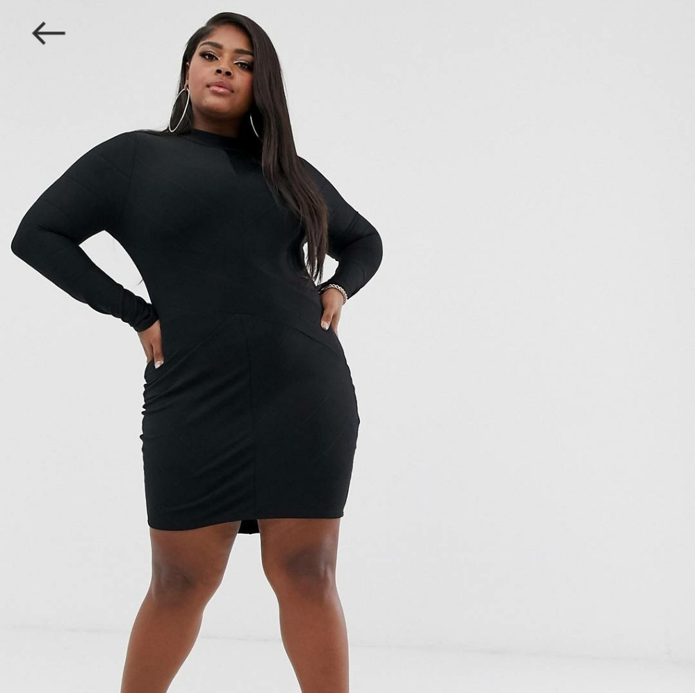 Asos Design Curve High Neck Bandage Mini Dress with Zip Detail sz 16